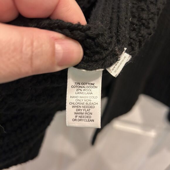 Lou & Grey Women's Cotton/Wool Black Chunky Knit Cardigan‎ Sweater Size Large - Picture 6 of 6